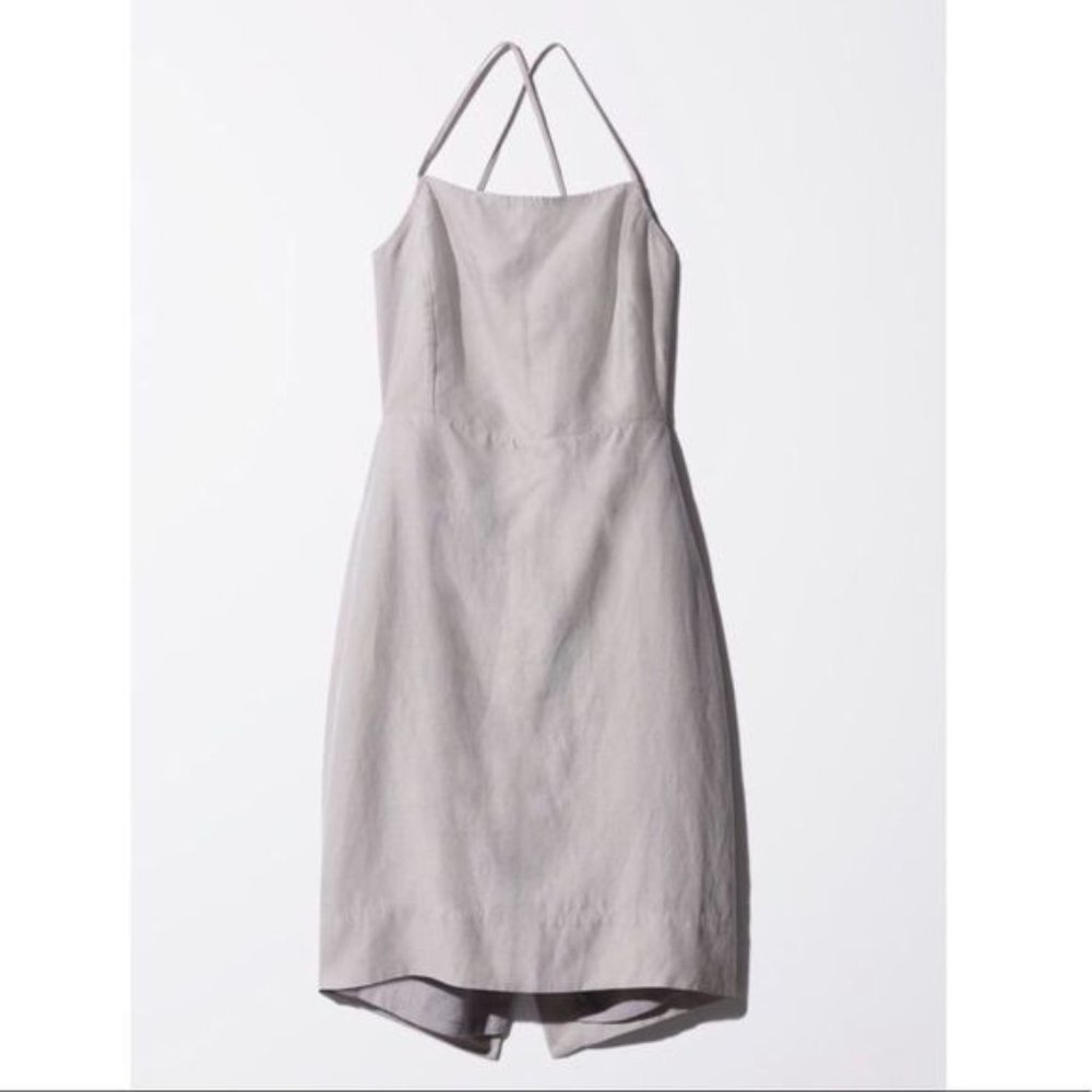 NWT Aritzia Wilfred Aveline Square Neck Linen Dress Ashen 4